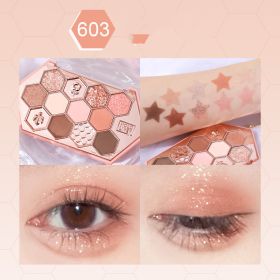 Honeycomb Diamond Eyeshadow Palette Honey Tea Orange Brown Matte Pearlescent Glitter Color Daily (Option: Loose powder mist brown)